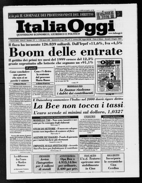 Italia oggi : quotidiano di economia finanza e politica